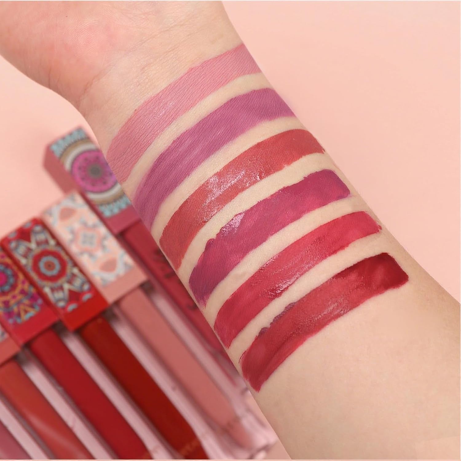 6 Color Matte Liquid Lipstick, Girl Lip Gloss, Waterproof Long Lasting Lip Glaze, Beauty Moisturizing Lip Tint Makeup Set Lip Cosmetic Travel Kit for Women Shimmer Glitter Liquid Eyeshadow