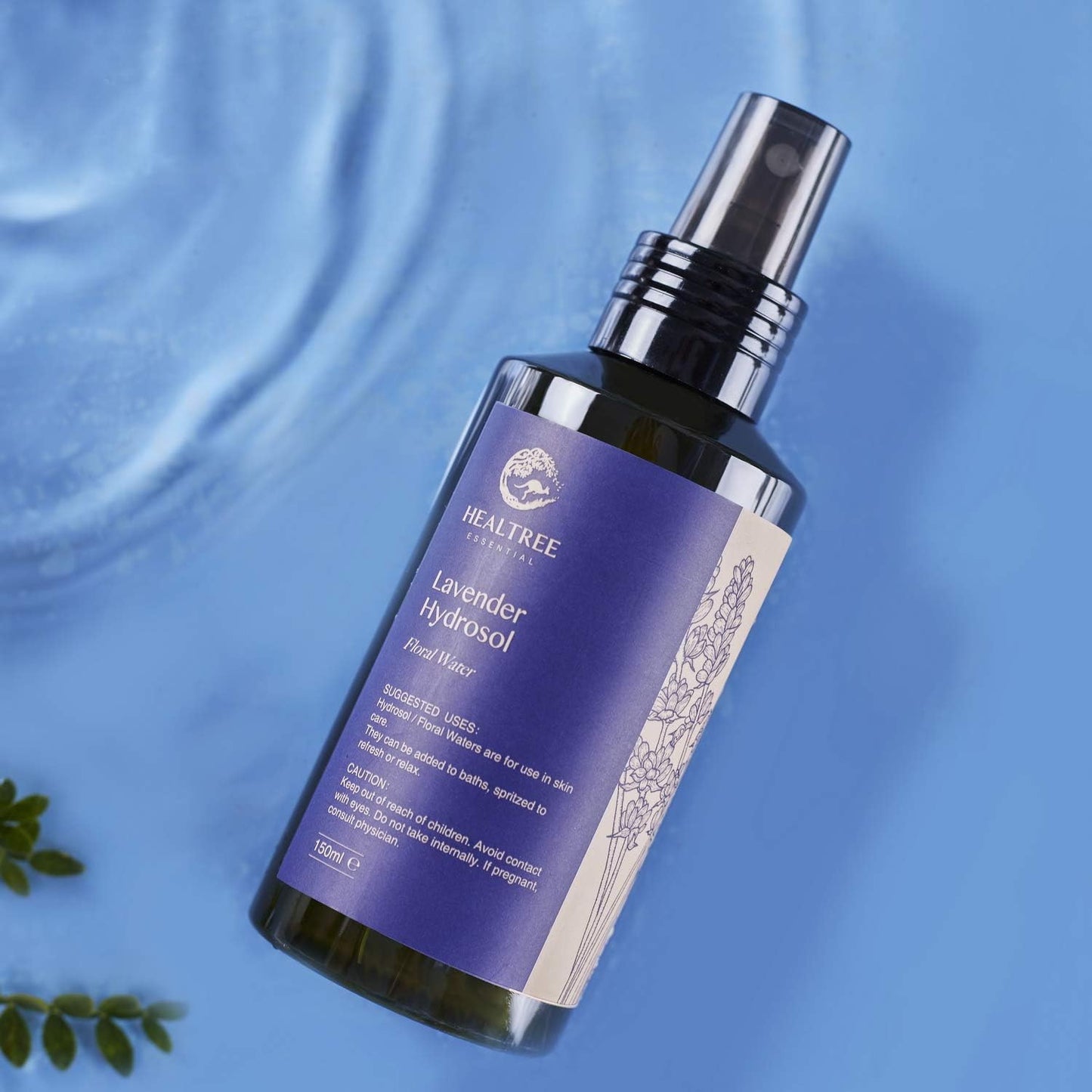 Lavender Floral Water - Face and Body Mist for Dry Skin, Spray Bottle 150Ml
