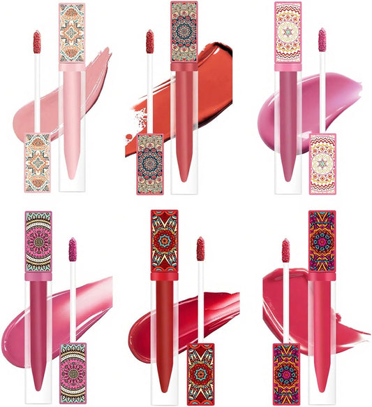 6 Color Matte Liquid Lipstick, Girl Lip Gloss, Waterproof Long Lasting Lip Glaze, Beauty Moisturizing Lip Tint Makeup Set Lip Cosmetic Travel Kit for Women Shimmer Glitter Liquid Eyeshadow