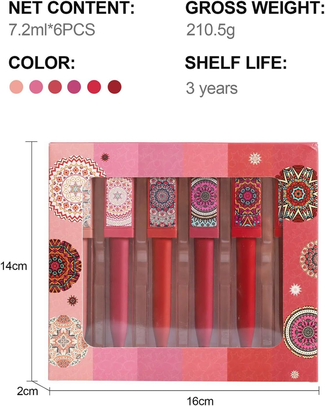 6 Color Matte Liquid Lipstick, Girl Lip Gloss, Waterproof Long Lasting Lip Glaze, Beauty Moisturizing Lip Tint Makeup Set Lip Cosmetic Travel Kit for Women Shimmer Glitter Liquid Eyeshadow