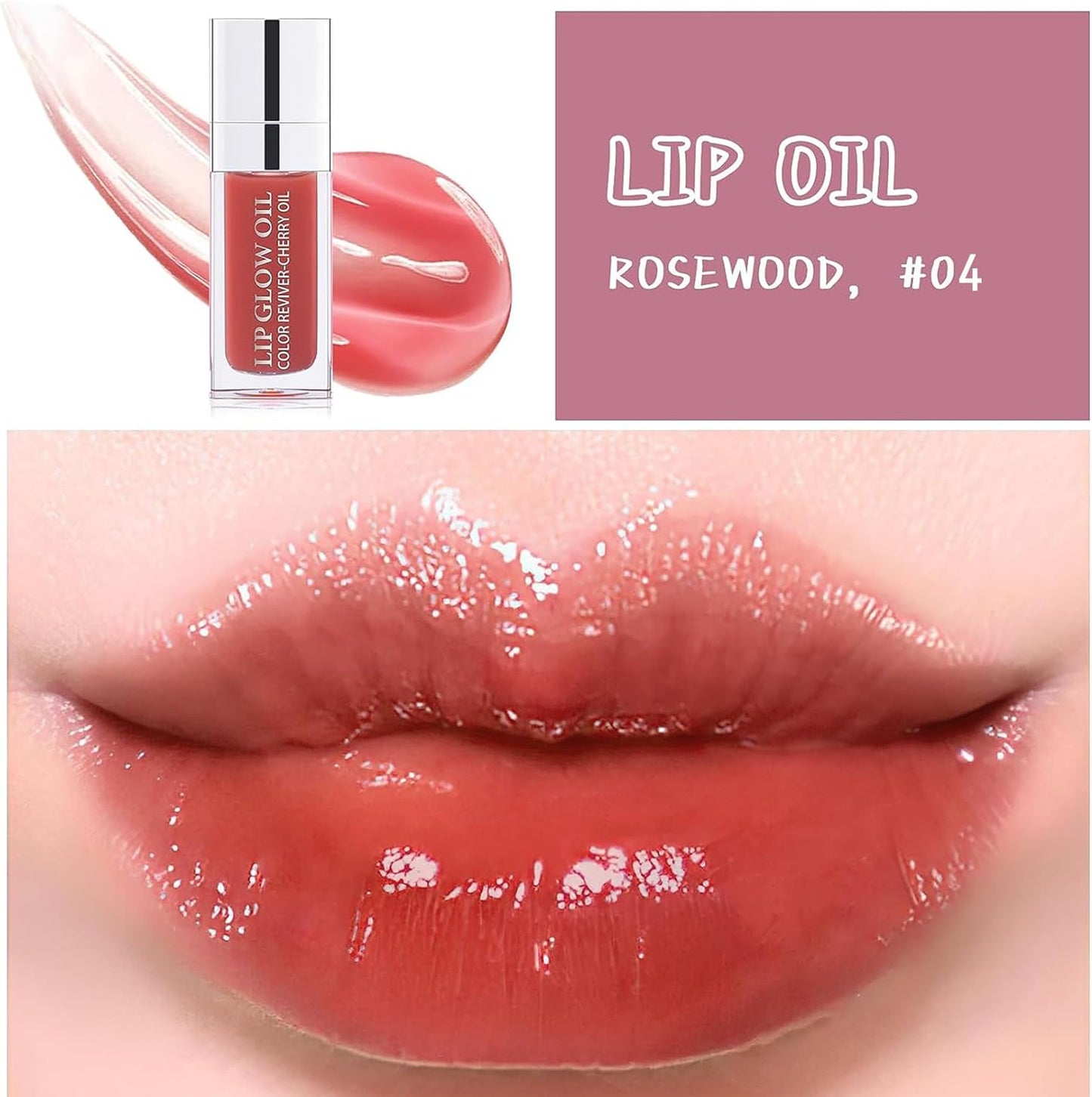 Hydrating Lip Glow Oil, Plumping Lip Gloss, No-Sticky Transparent Moisturizing Lip Balm, Natural Lip Plumper Gloss Make Lips Fuller and Moisturizing 04
