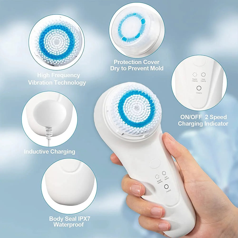 Sonic Vibrating Facial Cleansing Brush Face Skin SPA Deep Scrubber Skin Care for Cleaning Exfoliating Makeup Remover Beauty Tool