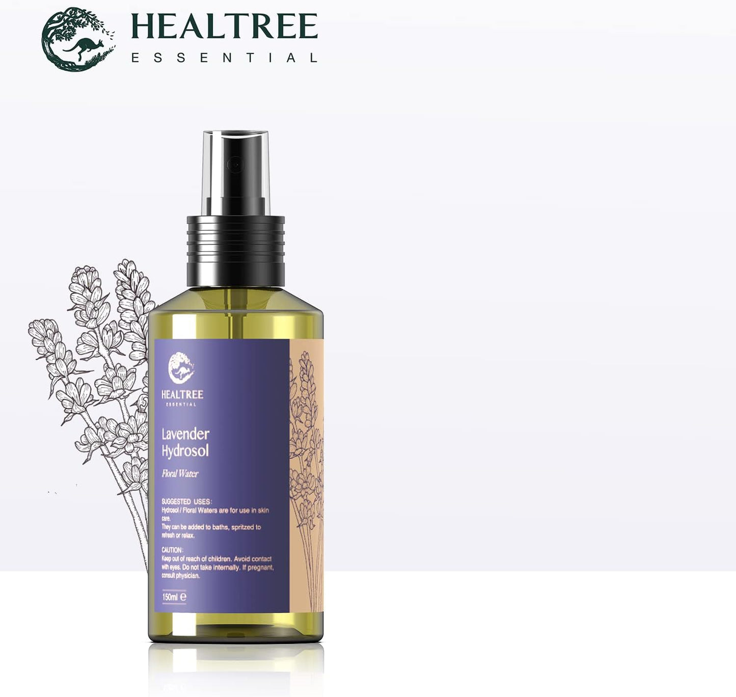 Lavender Floral Water - Face and Body Mist for Dry Skin, Spray Bottle 150Ml