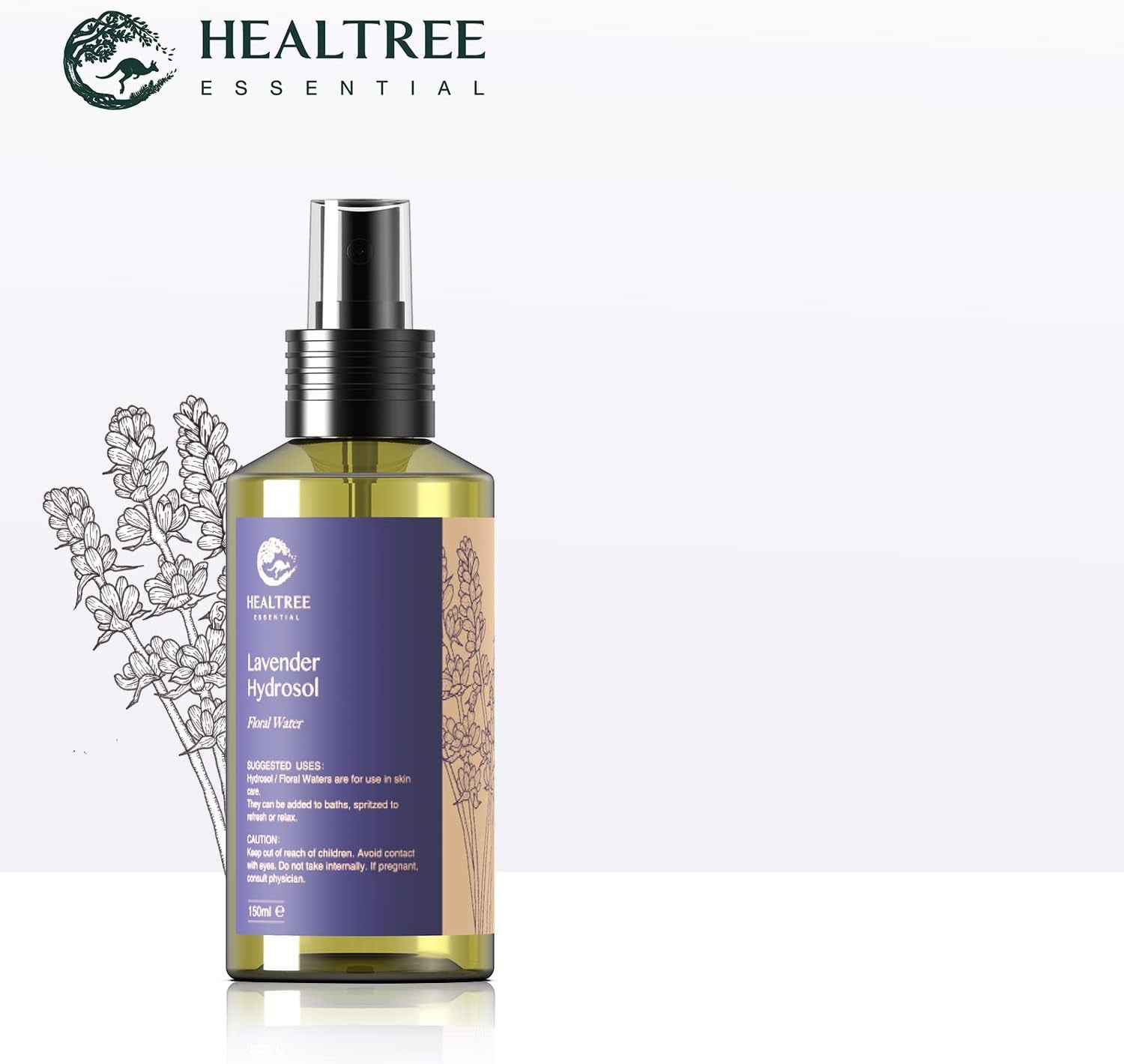 Lavender Floral Water - Face and Body Mist for Dry Skin, Spray Bottle 150Ml