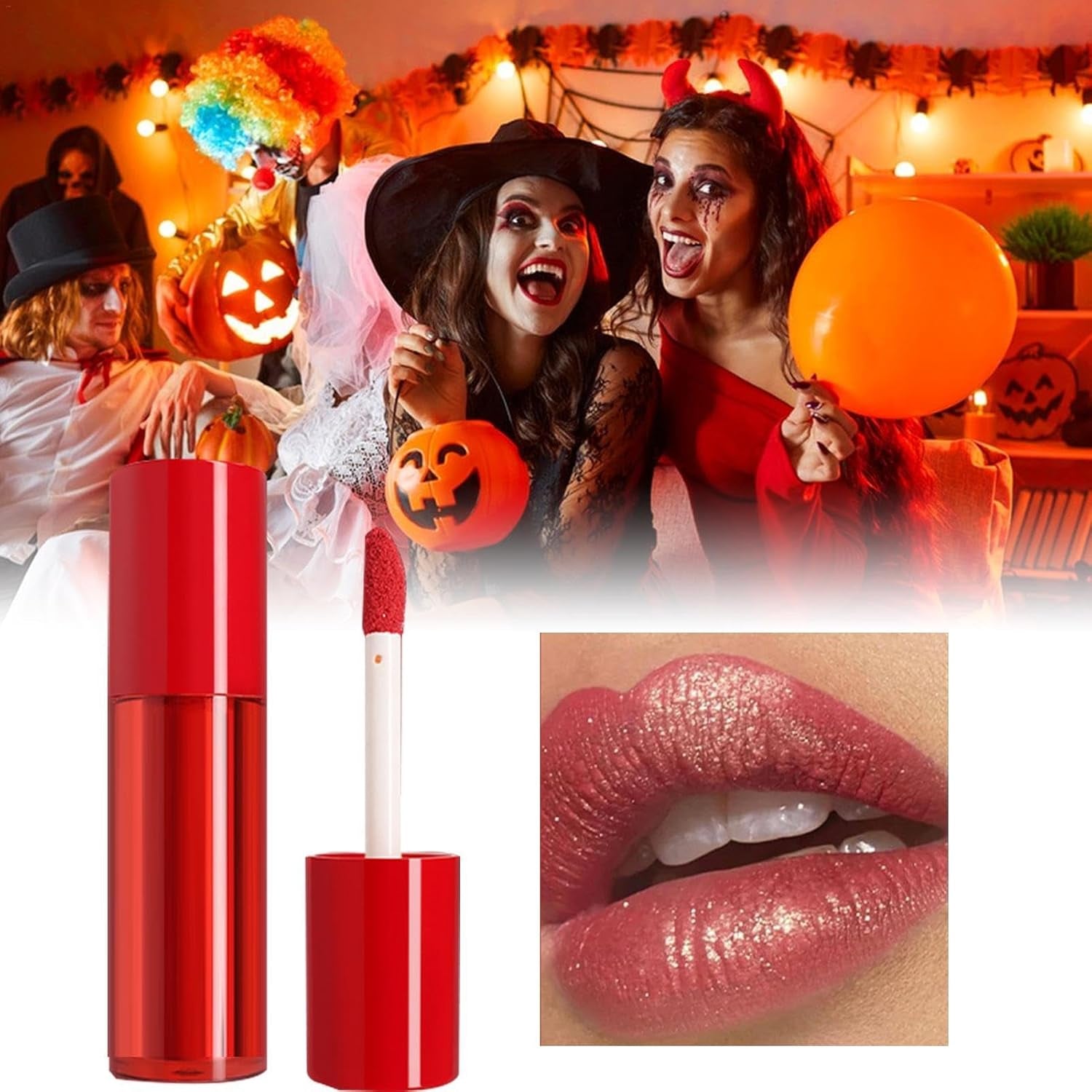 Powder Lip Gloss | Lip Stain Tint - Matte Glitter Lip Gloss for Outdoor Gatherings, Shopping, Lip Gloss Makeup, Long-Lasting Lipstick