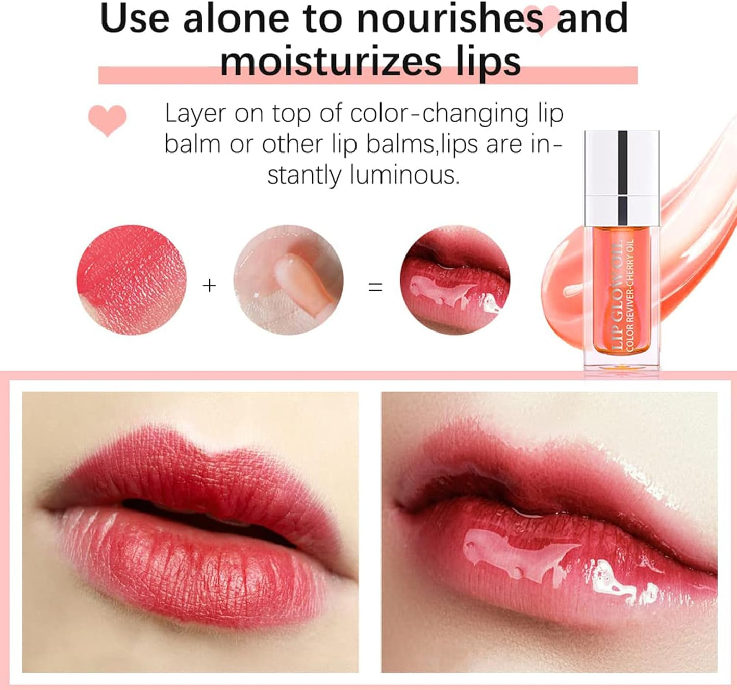 Hydrating Lip Glow Oil, Plumping Lip Gloss, No-Sticky Transparent Moisturizing Lip Balm, Natural Lip Plumper Gloss Make Lips Fuller and Moisturizing 04