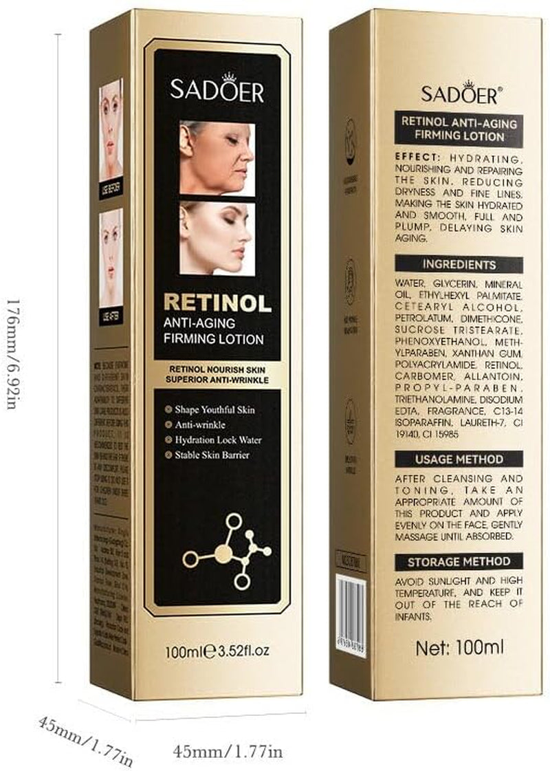 Retinol Water Emulsion anti Wrinkle and Firming Lotion, Moisturizing, Nourishing and Tender Skin.(Lotion 100Ml)
