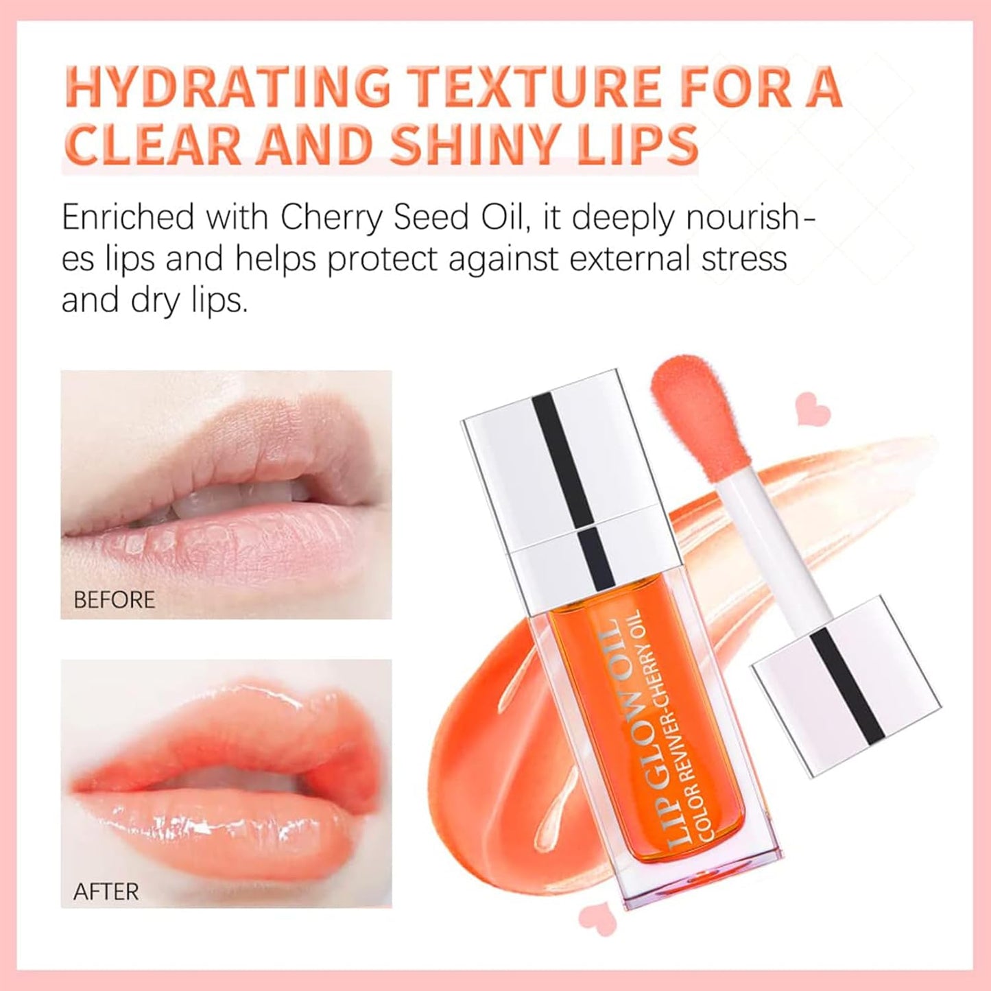 Hydrating Lip Glow Oil, Plumping Lip Gloss, No-Sticky Transparent Moisturizing Lip Balm, Natural Lip Plumper Gloss Make Lips Fuller and Moisturizing 04