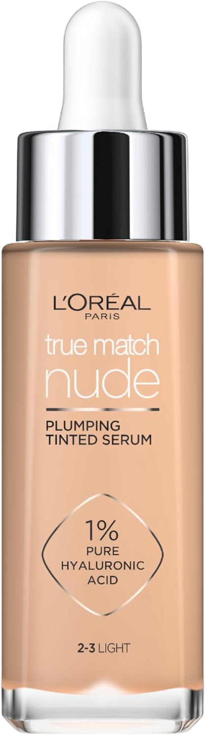 L’Oréal Paris, Serum Foundation, Hydrating & Smoothing, True Match Nude Plumping Serum, 30 Ml, Shade: 2-3 Light
