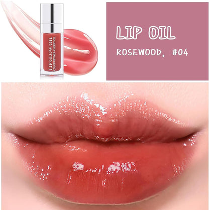 Hydrating Lip Glow Oil, Plumping Lip Gloss, No-Sticky Transparent Moisturizing Lip Balm, Natural Lip Plumper Gloss Make Lips Fuller and Moisturizing 04