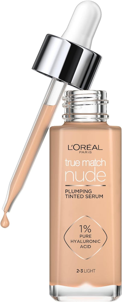 L’Oréal Paris, Serum Foundation, Hydrating & Smoothing, True Match Nude Plumping Serum, 30 Ml, Shade: 2-3 Light