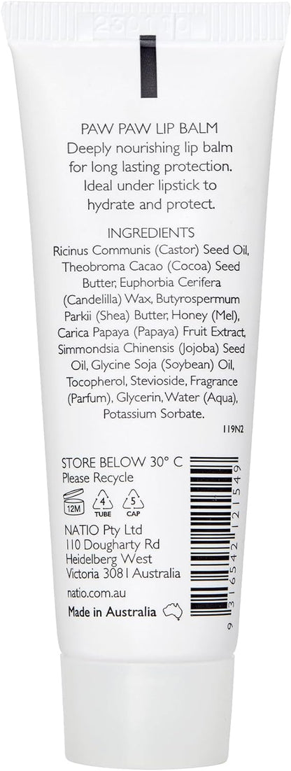 Australia Paw Paw Lip Balm 20Ml - Jojoba Oil, Papaya, Cocoa Butter & Shea Butter - Nourishing Lip Moisturiser for Cracked Lips