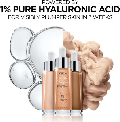 L’Oréal Paris, Serum Foundation, Hydrating & Smoothing, True Match Nude Plumping Serum, 30 Ml, Shade: 2-3 Light