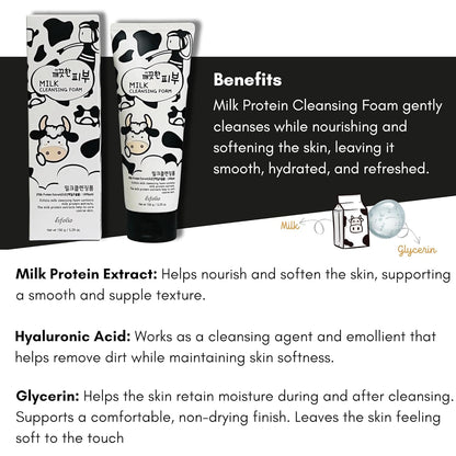 Milk Cleansing Foam – Hydrating Face Wash for All Skin – Korean Skincare Milk Protein for Gentle Deep Cleansing – Moisturizing Facial Cleanser for Soft & Smooth Skin (5.29Oz -150G)